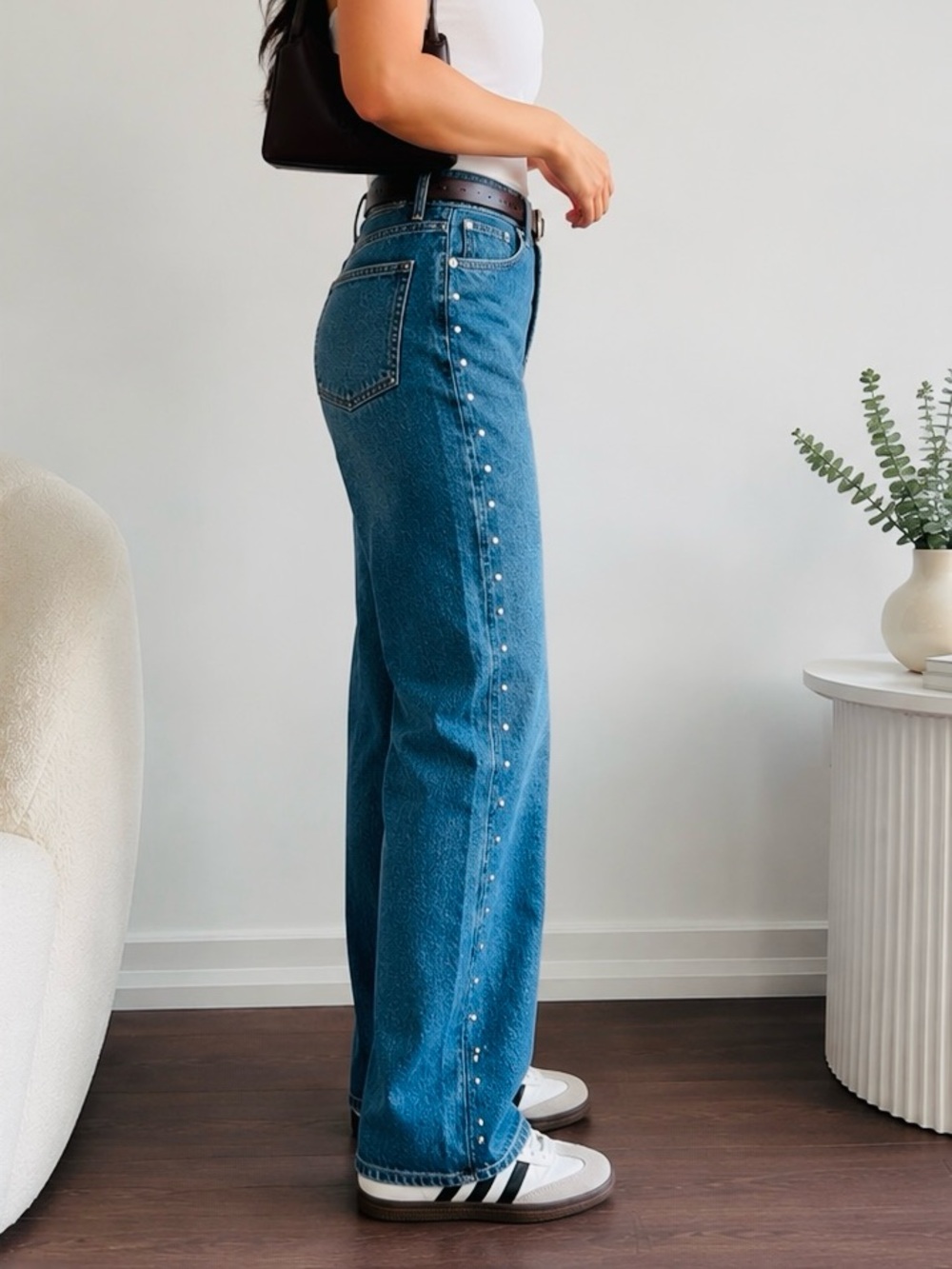 Old Navy Blue Flare Jeans with Side Stud Trim